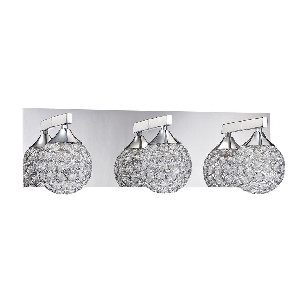 Kendal Lighting VF4200-3L-CH Crys 3 Light Vanity with Chrome Finished Ringlets Encasing Optic Crystal Jewels