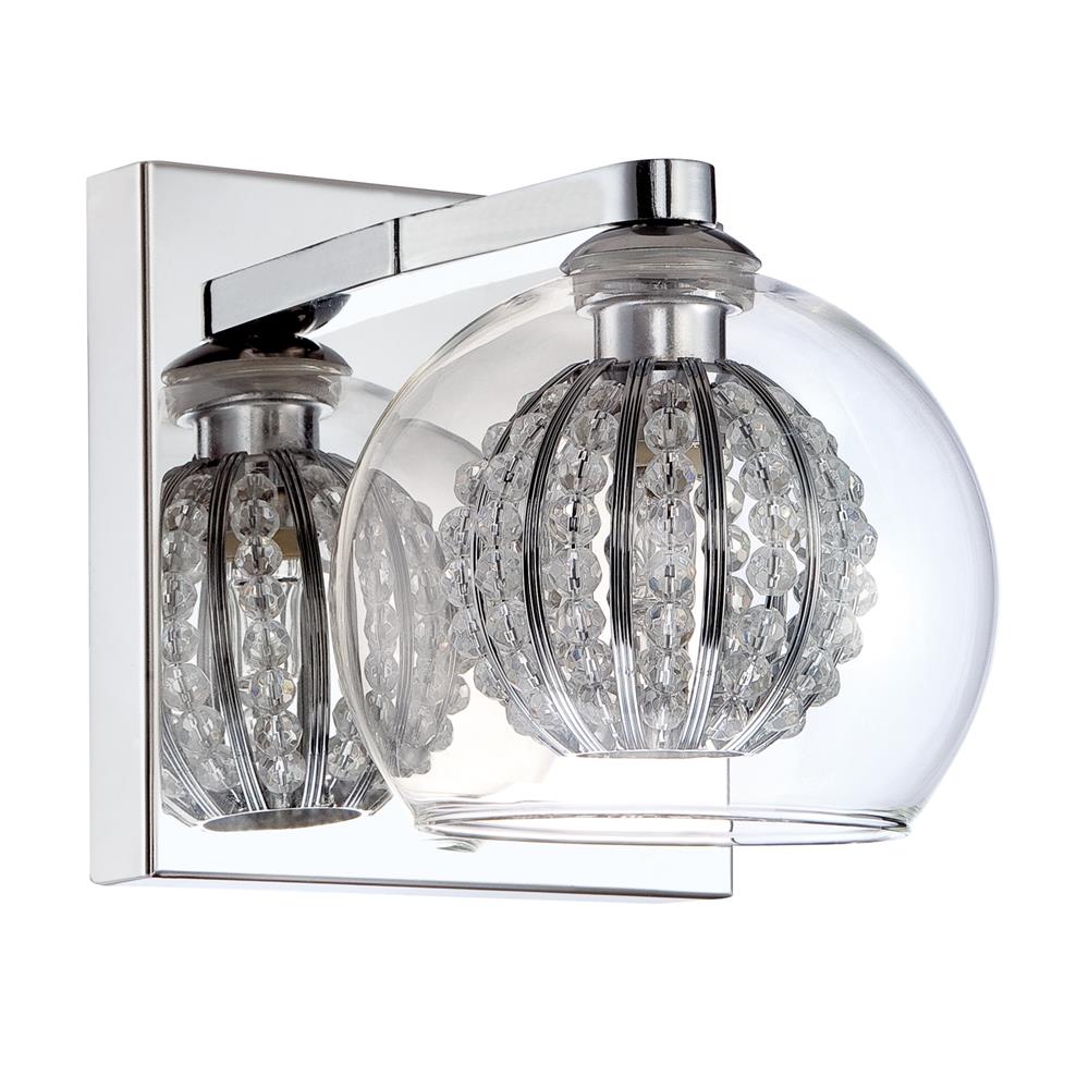 Kendal Lighting VF6300-1L-CH Siena 1 Light Vanity in Chrome with Optic Crystal Beads Enclosed in Clear Glass