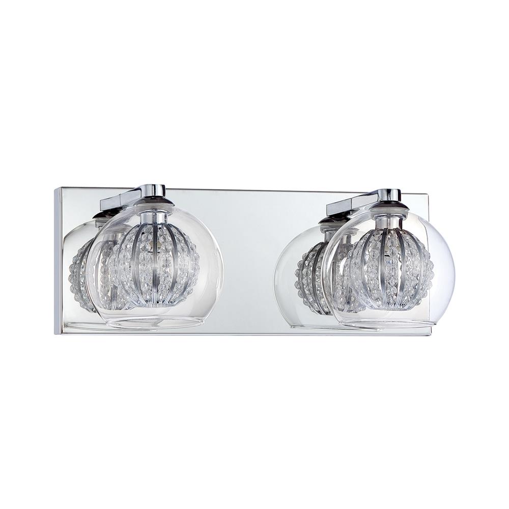 Kendal Lighting VF6300-2L-CH Siena 2 Light Vanity in Chrome with Optic Crystal Beads Enclosed in Clear Glass