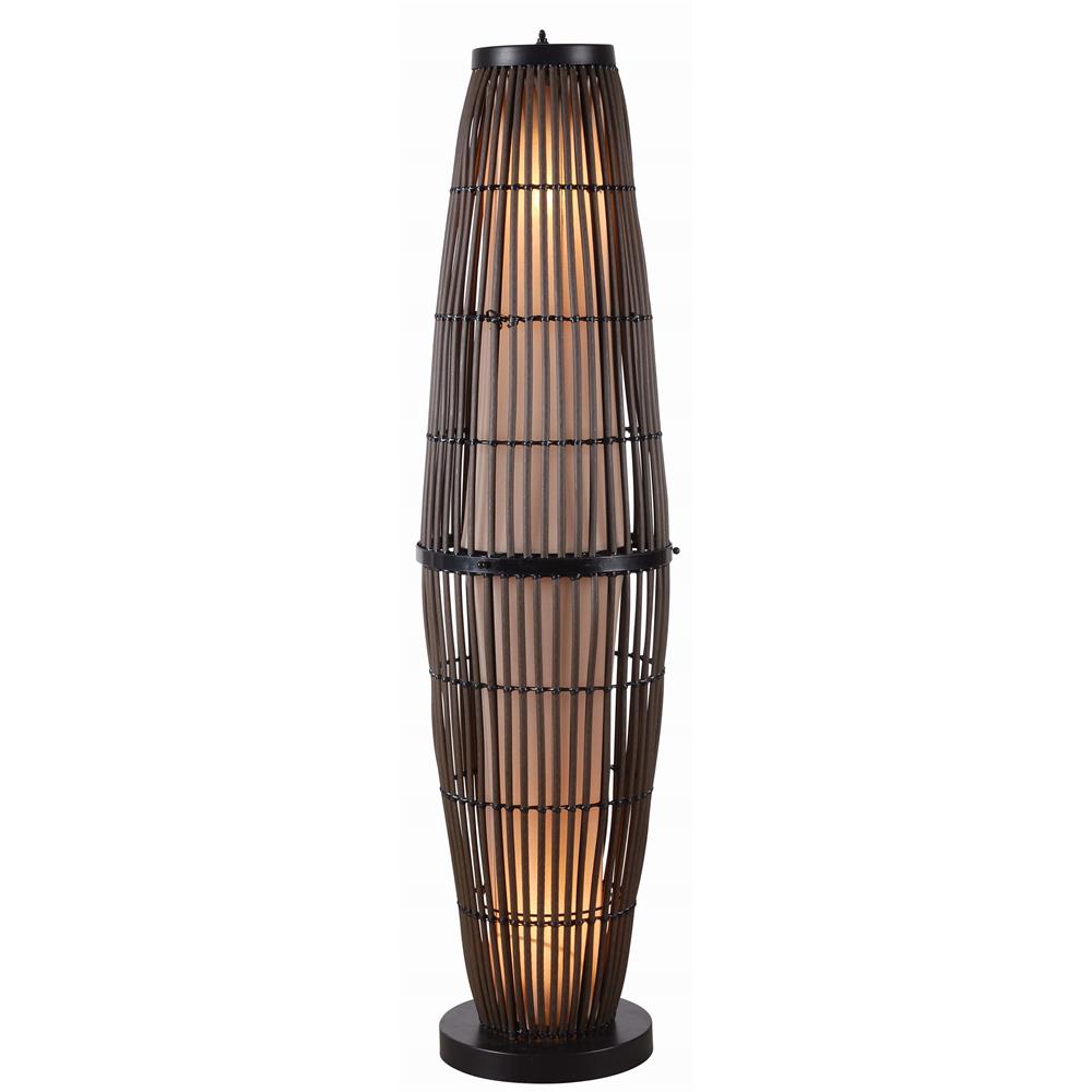 Kenroy Home 32248RAT Biscayne Outdoor Floor Lamp in Rattan Finish with Bronze Accents