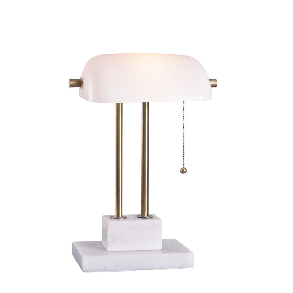 Kenroy Home 33287AB Symphony Desk Lamp in Antique Brass with Marble Base