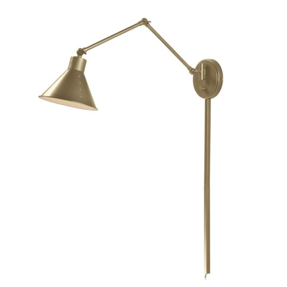 Kenroy Home 34398AB Rivet Wall Swing Arm Lamp in Antique Brass