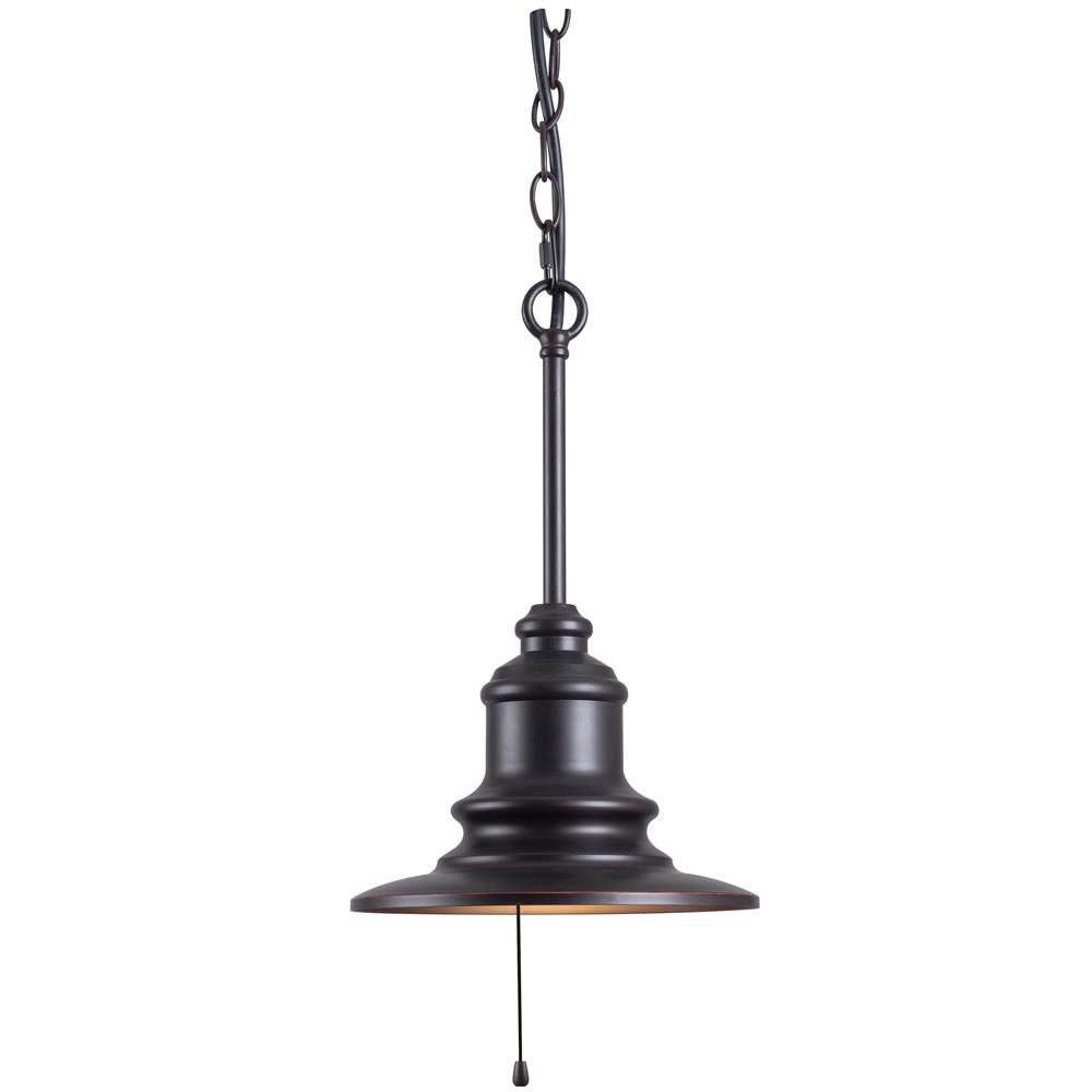 Kenroy Home 93031ORB Broadcast Outdoor 1 Light Pendant in Oil Rubbed Bronze Finish with Copper Highlights
