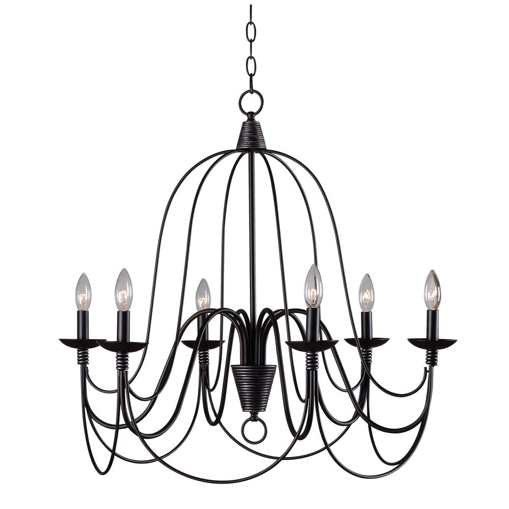 Kenroy Home 93066ORB Pannier 6 Light Chandelier in Oil Rubbed Bronze Finish with  Silver Highlights