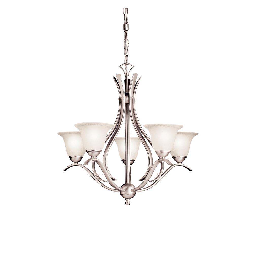 Kichler 2020NI Dover 23" 5 Light Chandelier with Etched Seeded Glass in Brushed Nickel