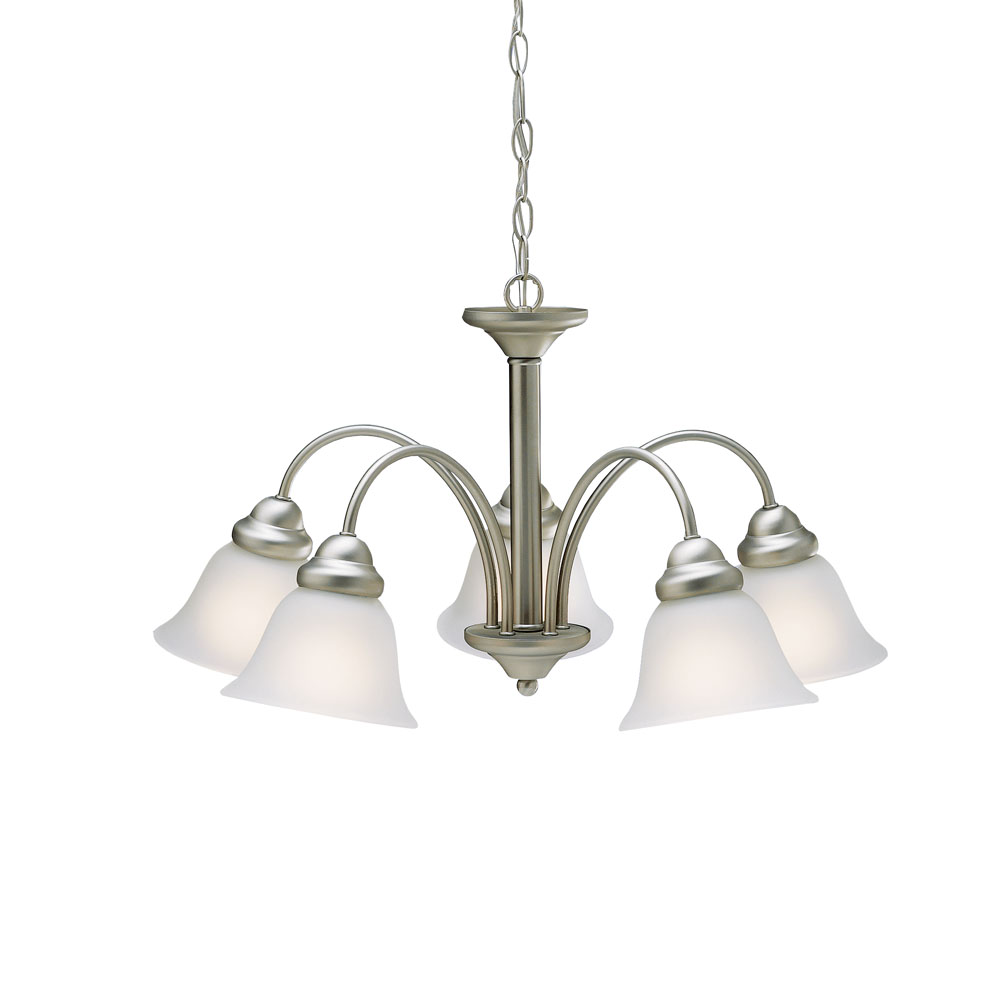 Kichler 2093NI Wynberg 13.75" 5 Light Chandelier with Satin Etched Glass in Brushed Nickel