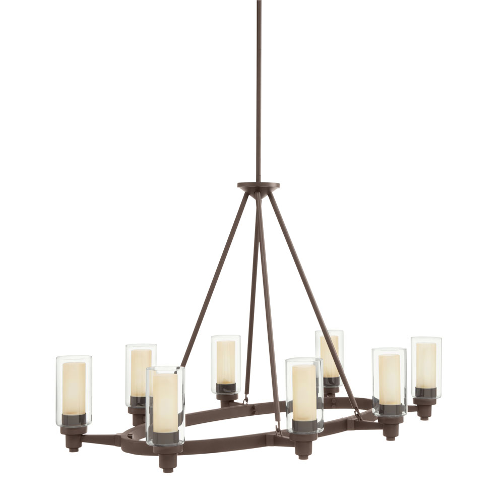 Kichler 2345OZ Circolo 27" 8 Light Oval Chandelier  with Clear Outer and Umber Etched Inner Cylinders in Olde Bronze in Olde Bronze®