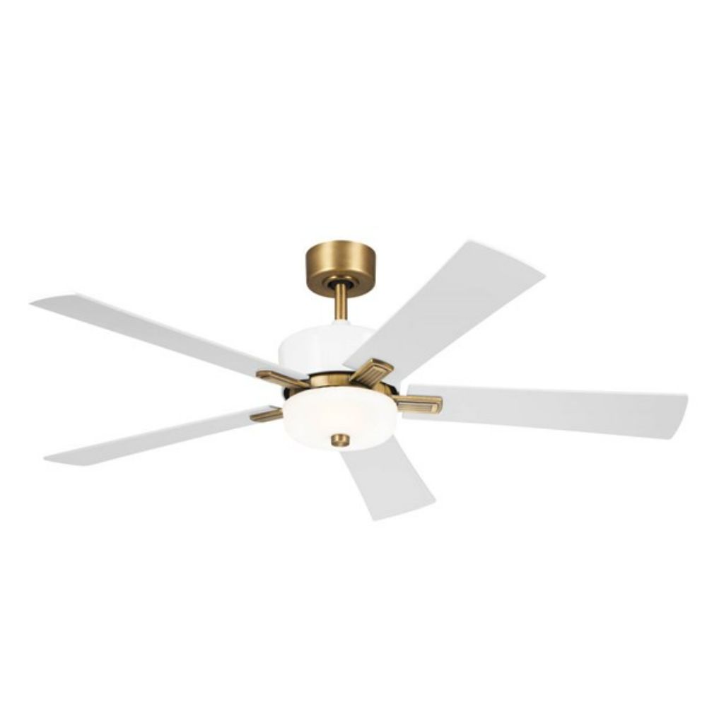 Kichler 300395WH 56 Inch Icon Fan in Brushed Natural Brass
