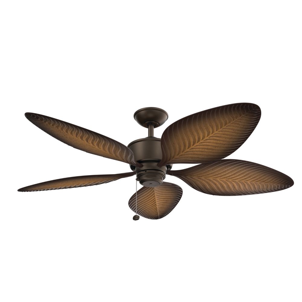 Kichler 310095SNB 56 Inch Nani 5 Blade Weather+ Outdoor Ceiling Fan in Satin Natural Bronze and Ivory with Walnut Blades