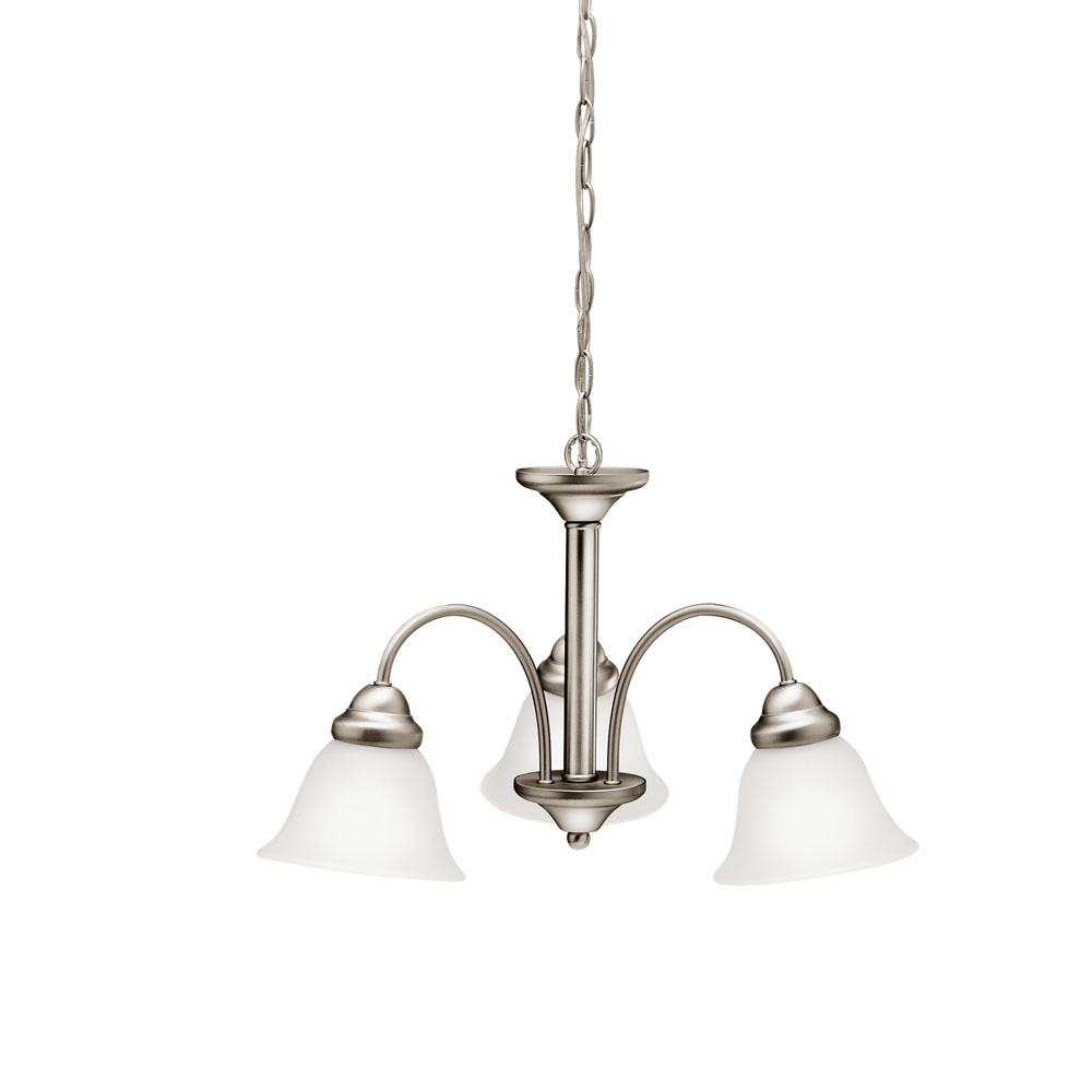 Kichler 3293NI Wynberg 13" 3 Light Chandelier with Satin Etched Glass in Brushed Nickel