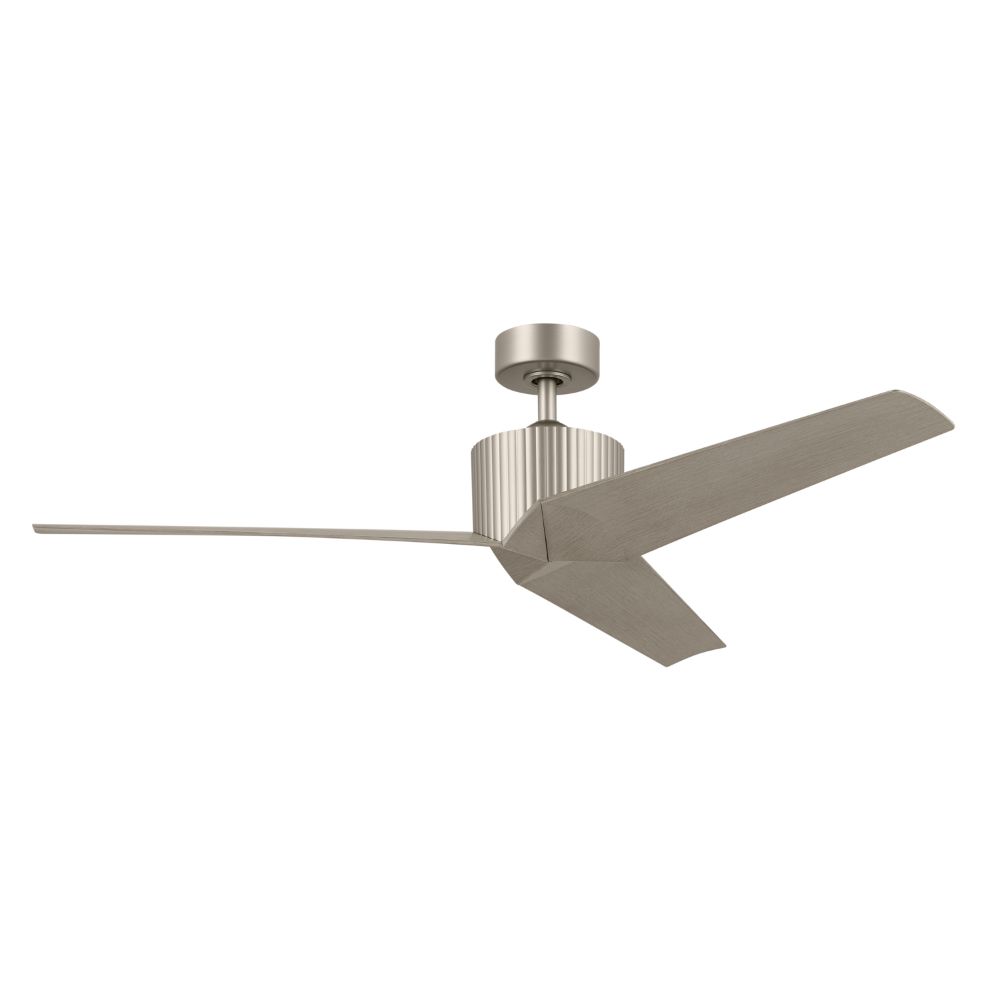 Kichler 330130NI 56 Inch Almere 3 Blade Indoor Ceiling Fan in Brushed Nickel with Washed Grey Blades 