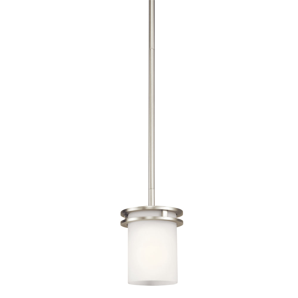 Kichler 3475NI Hendrik 7.5" 1 Light Mini Pendant with Satin Etched Cased Opal Glass Brushed Nickel in Brushed Nickel