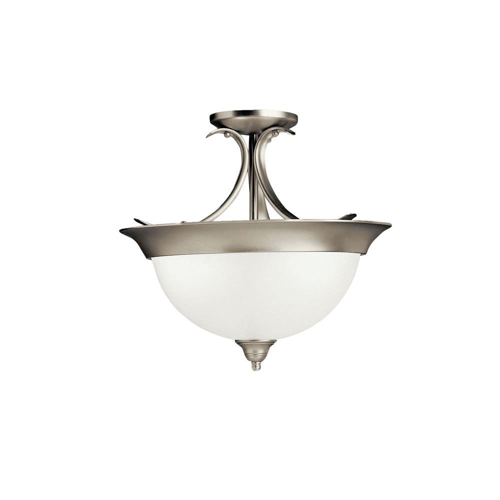 Kichler 3623NI Dover 15.25" 3 Light Semi Flush with Etched Seeded Glass in Brushed Nickel