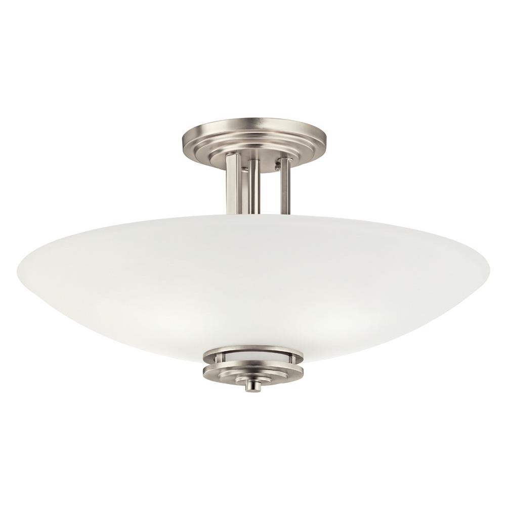 Kichler 3677NI Hendrik 24" 4 Light Semi Flush with Satin Etched Cased Opal Glass Brushed Nickel in Brushed Nickel