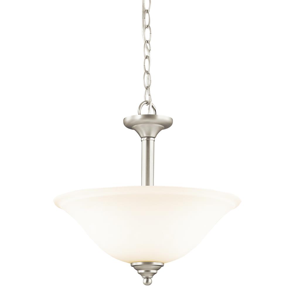 Kichler 3694NI Wynberg 15" 2 Light Convertible Inverted Pendant/Semi Flush with Satin Etched Glass in Brushed Nickel