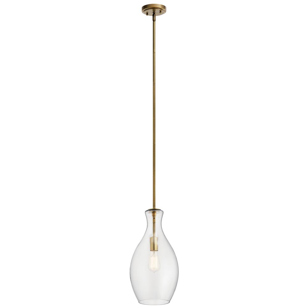 Kichler 42047NBR Everly 17.75" 1 Light Hour Glass Pendant Clear Glass Natural Brass in Natural Brass