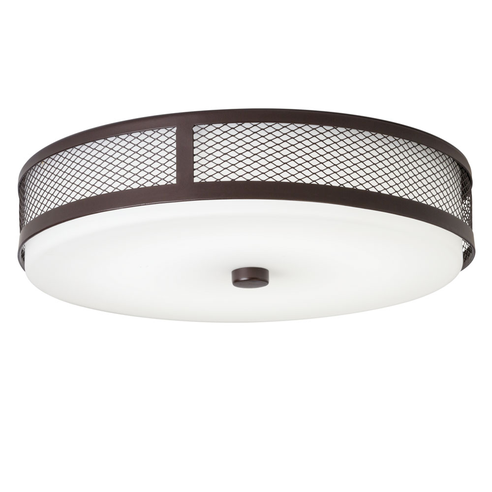 Kichler 42379OZLEDR Ceiling Space 13.25" LED Flush Mount with Opal Etched Glass in Olde Bronze®