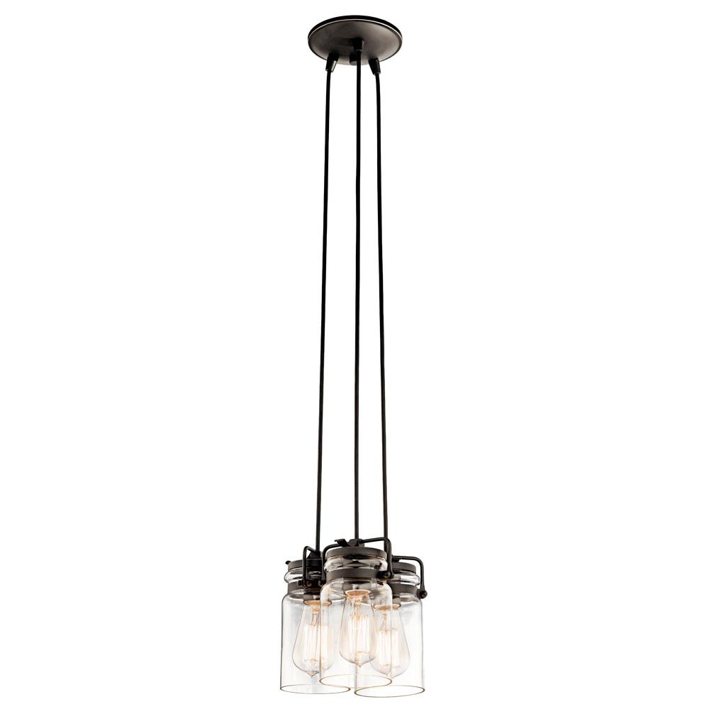 Kichler 42869OZ Brinley 7.75" 3 Light Pendant with Clear Glass Olde Bronze®