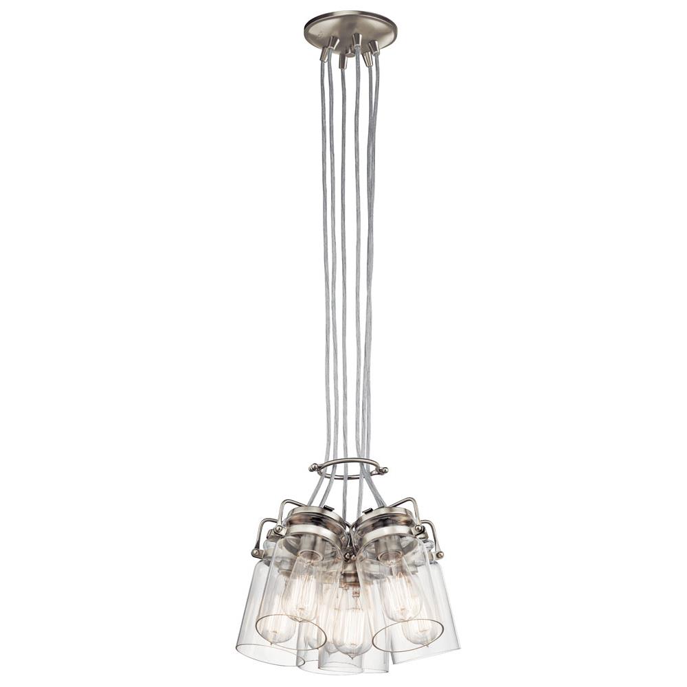 Kichler 42877NI Brinley 7.75" 6 Light Pendant with Clear Glass Brushed Nickel in Brushed Nickel