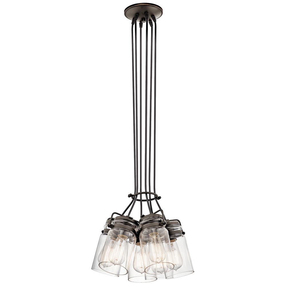 Kichler 42877OZ Brinley 7.75" 6 Light Pendant with Clear Glass Olde Bronze®