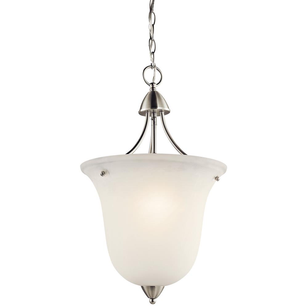 Kichler 42882NI Nicholson 21.25" 1 Light Small Foyer Pendant with Satin Etched Glass in Brushed Nickel