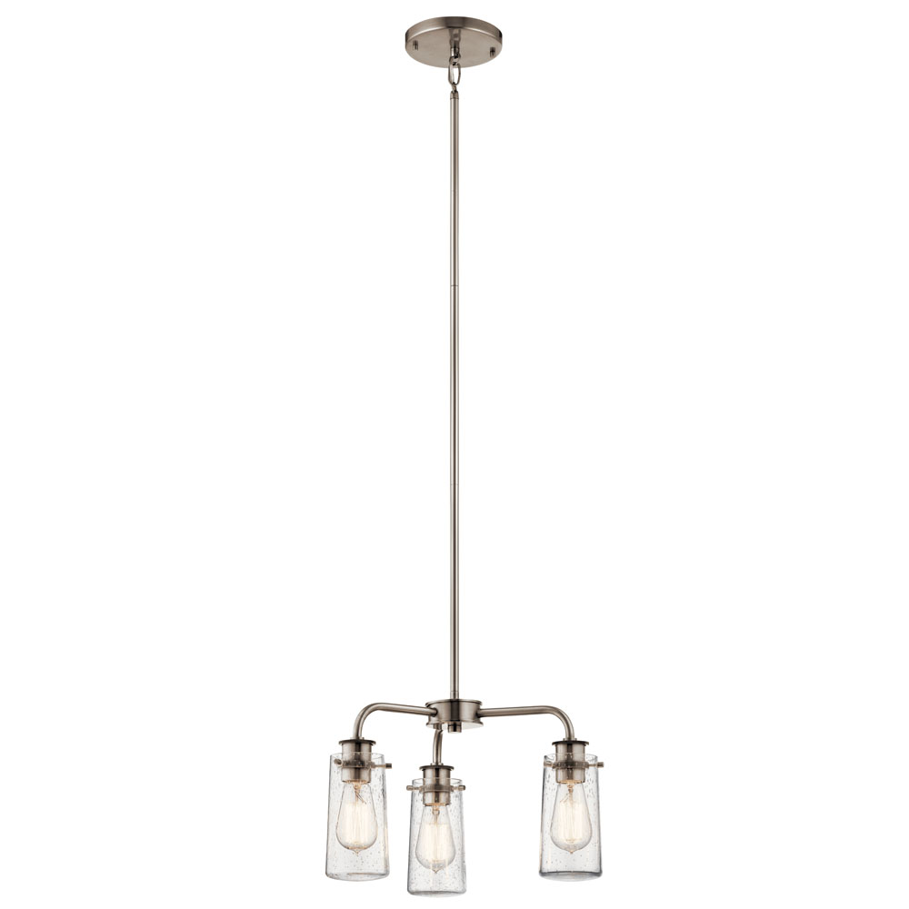 Kichler 43057CLP Braelyn 11.25" 3 Light Mini Convertible Chandelier or Semi Flush with Clear Seeded Glass Classic Pewter in Classic Pewter