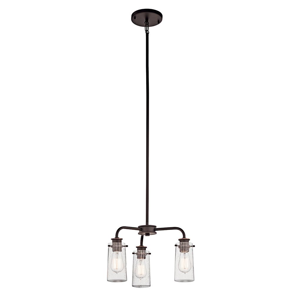 Kichler 43057OZ Braelyn 11.25" 3 Light Mini Convertible Chandelier or Semi Flush with Clear Seeded Glass Olde Bronze®