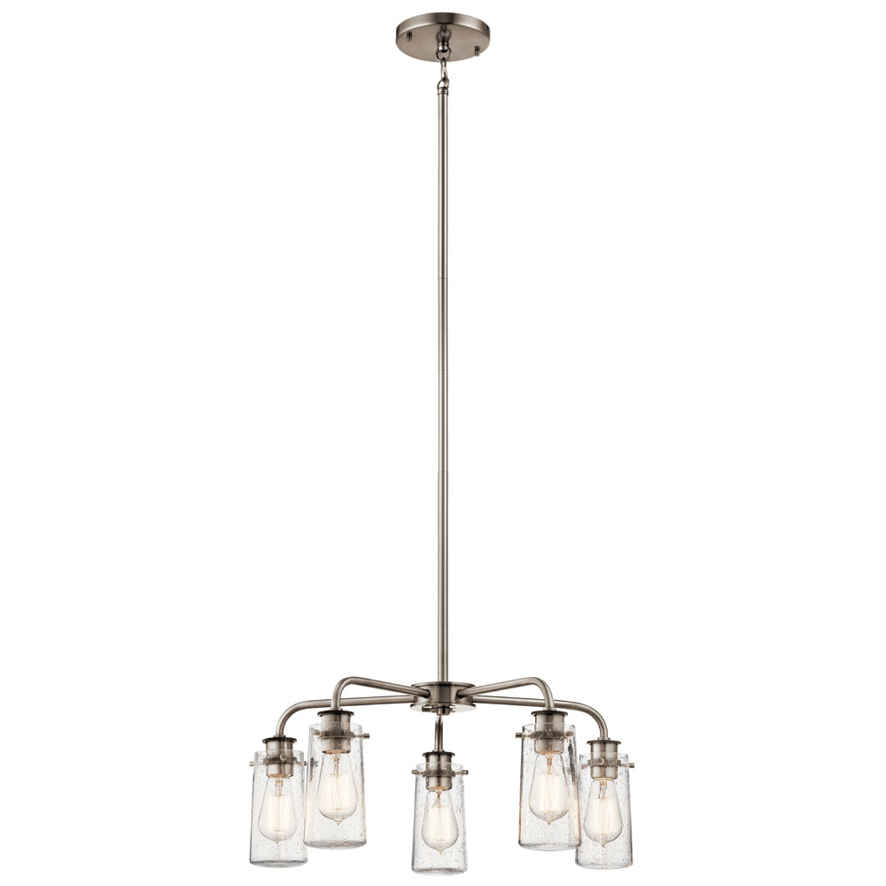 Kichler 43058CLP Braelyn 11.25" 5 Light Chandelier with Clear Seeded Glass Classic Pewter in Classic Pewter
