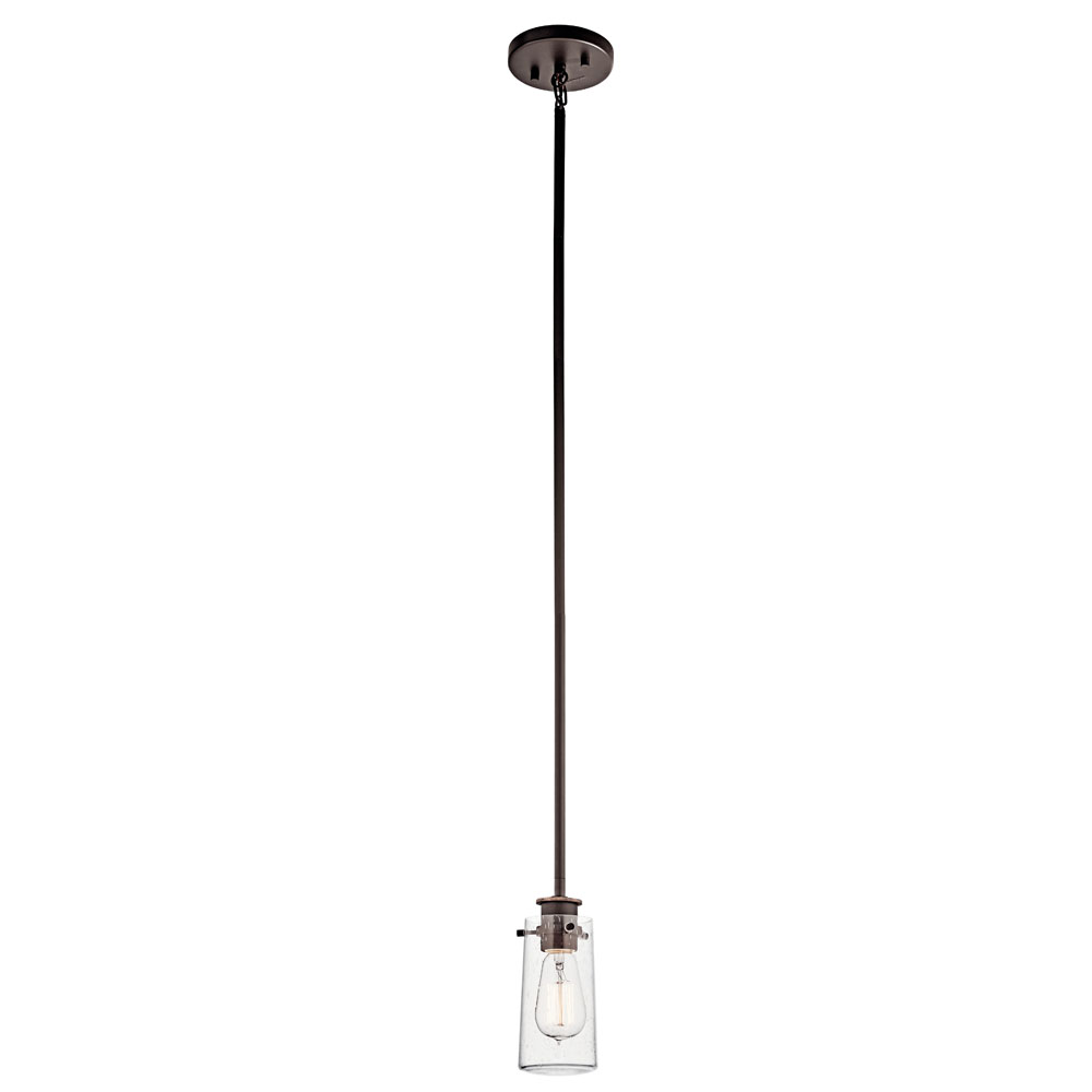 Kichler 43060OZ Braelyn 8.5" 1 Light Mini Pendant with Clear Seeded Glass Olde Bronze®