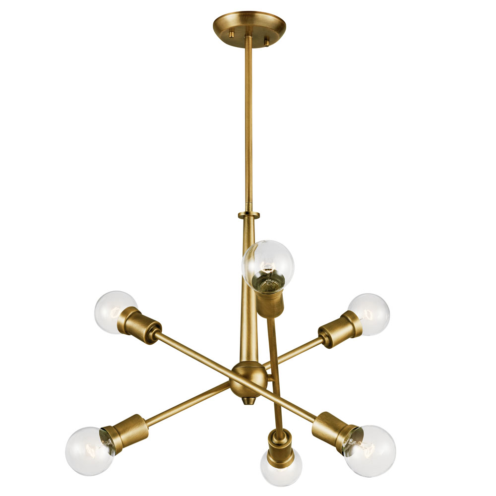 Kichler 43095NBR Armstrong 27.75" 6 Light Chandelier in Natural Brass in Natural Brass