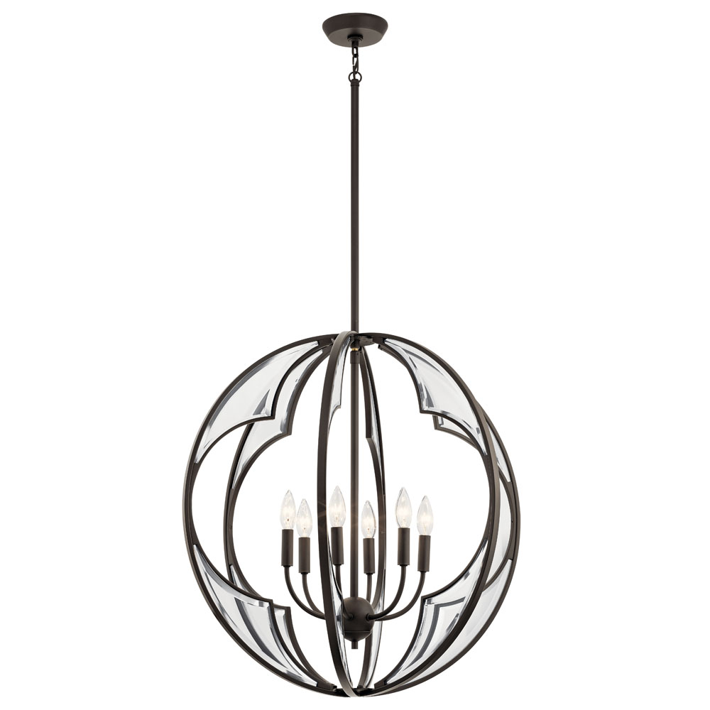 Kichler 43097OZ Montavello™ 26.75" 6 Light Chandelier with Clear Beveled Glass in Olde Bronze®