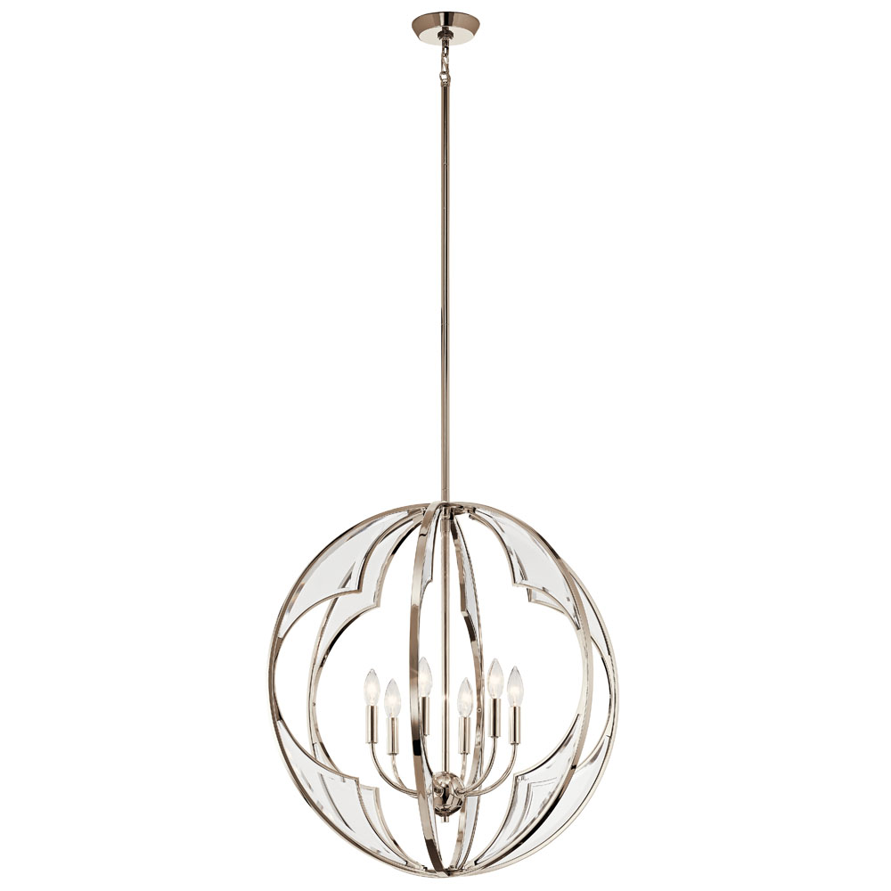 Kichler 43097PN Montavello™ 26.75" 6 Light Chandelier with Clear Beveled Glass in Polished Nickel in Polished Nickel