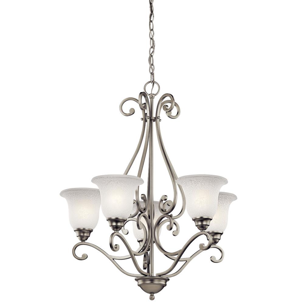 Kichler 43224NI Camerena 31.25" 5 Light Chandelier with White Scavo Glass Brushed Nickel in Brushed Nickel