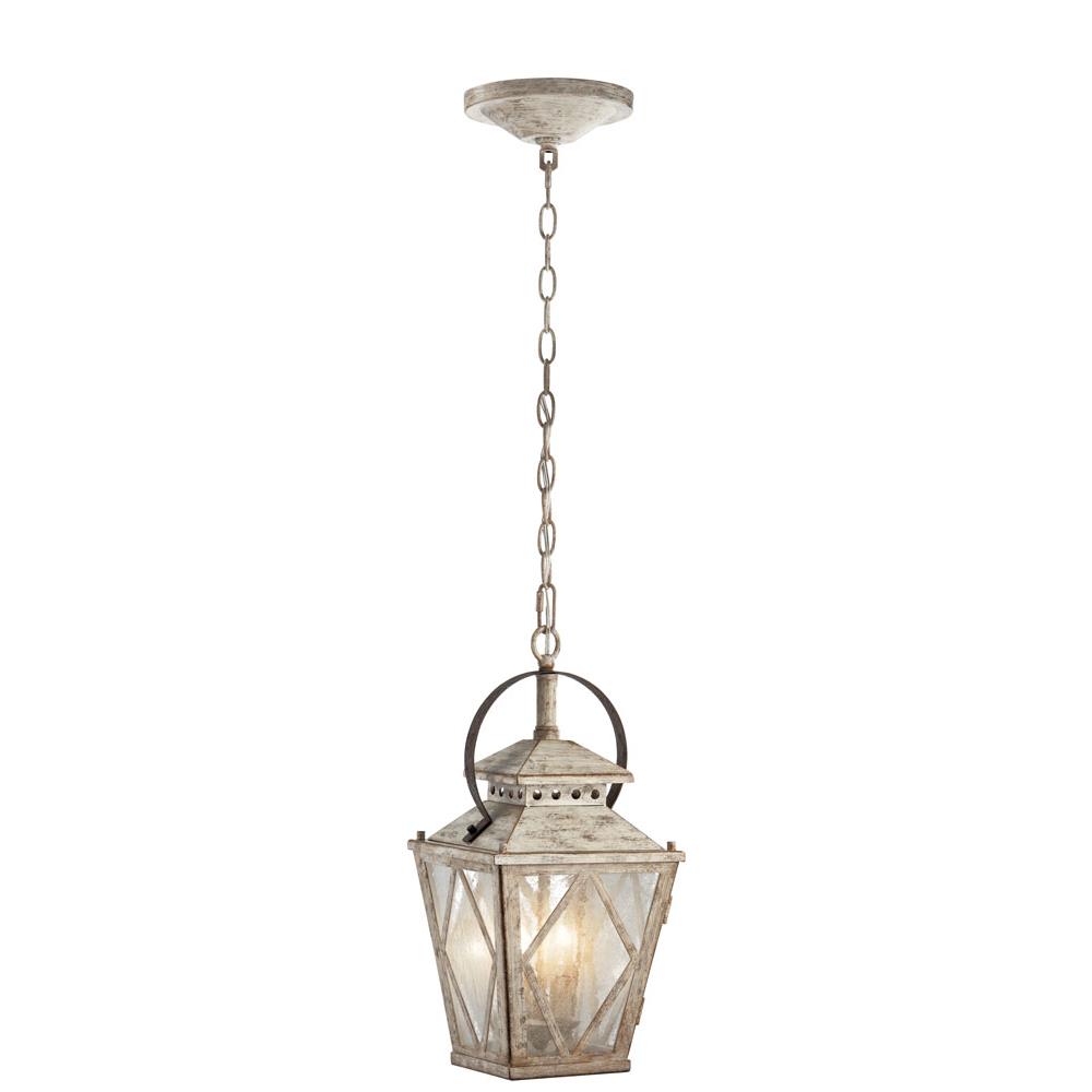 Kichler 43258DAW Hayman Bay 18" 2 Light Pendant Clear Seeded Glass Distressed Antique White in Distressed Antique White
