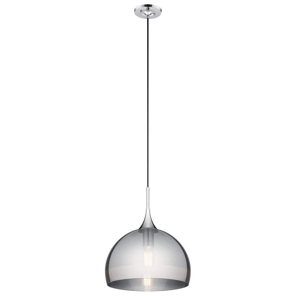 Kichler 43359CH Tabot 17.5" 1 Light Pendant with Smoked Glass in Chrome in Chrome