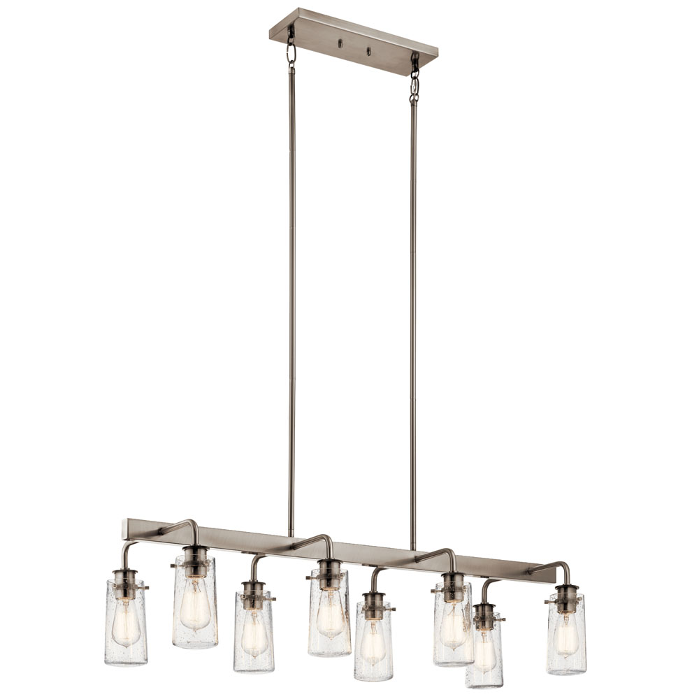 Kichler 43457CLP Braelyn 11.25" 8 Light Linear Chandelier with Clear Seeded Glass Classic Pewter in Classic Pewter