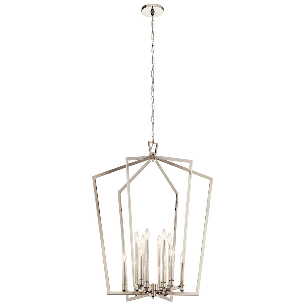 Kichler 43496PN Abbotswell Large Foyer Pendant in Polished Nickel