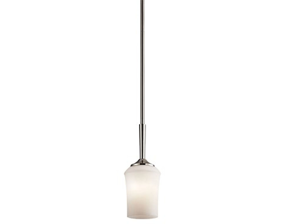 Kichler 43668NIL18 Aubrey 12.75" 1 Light Mini Pendant with LED Bulb Satin Etched Cased Opal in Olde Bronze® in Brushed Nickel