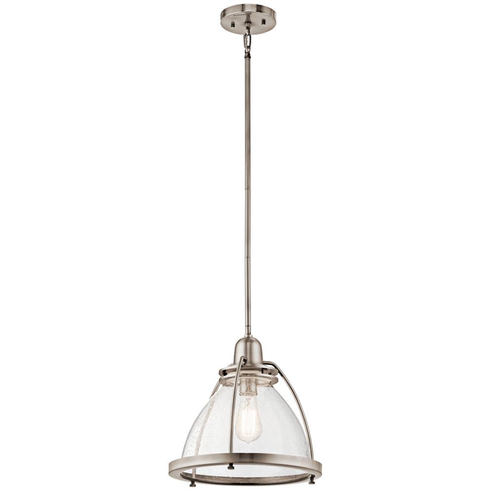Kichler 43737CLP Silberne 13.25" 1 Light Pendant with Clear Seeded Glass in Classic Pewter in Classic Pewter