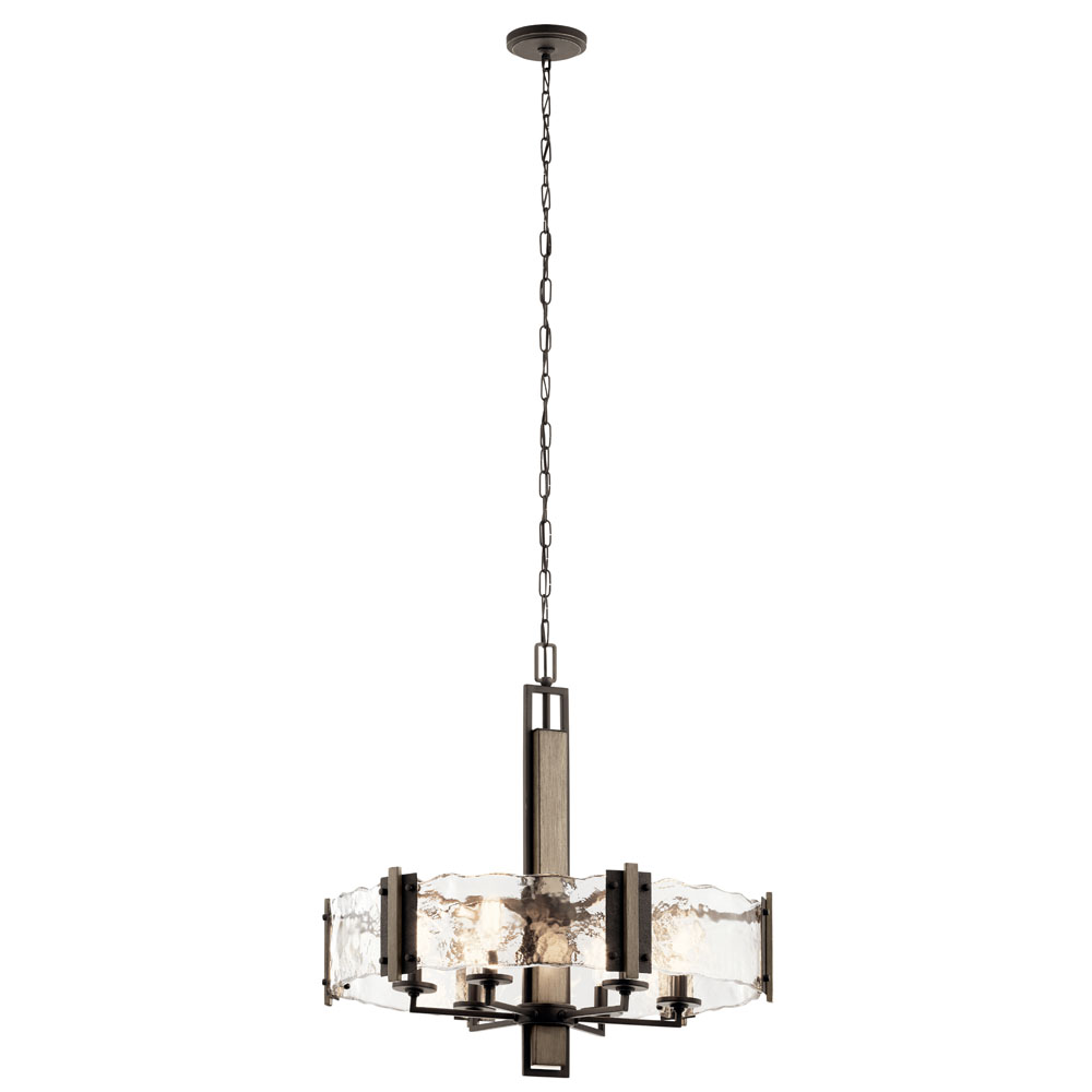Kichler 43895OZ Aberdeen 26" 6 Light Chandelier with Piastra Glass in Olde Bronze® and Distressed Antique Gray with Rust Accents in Olde Bronze®