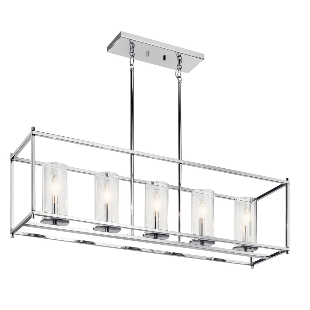 Kichler 43995CH Crosby 13.75" 5 Light Linear Chandelier with Clear Glass Chrome in Chrome