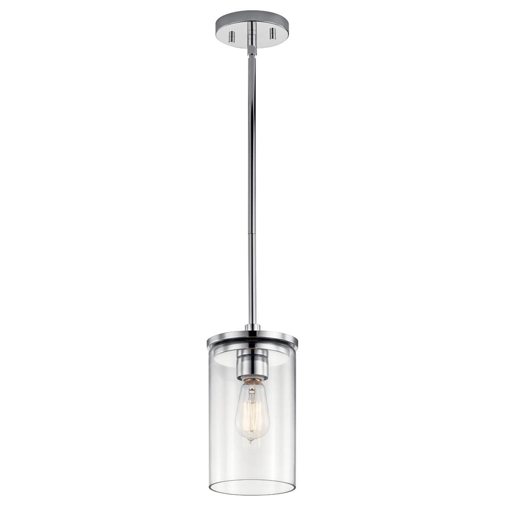 Kichler 43996CH Crosby 10.75" 1 Light Mini Pendant with Clear Glass Chrome in Chrome