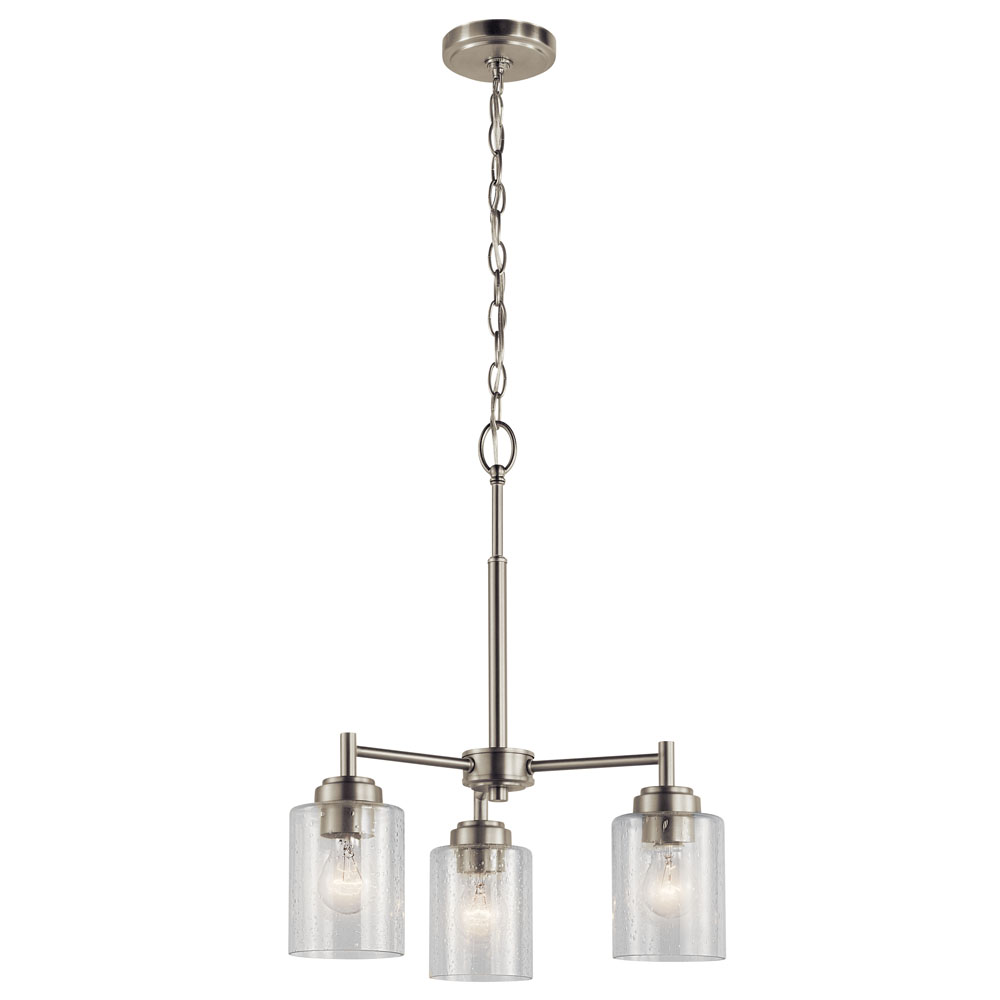 Kichler 44029NI Winslow 15.25" 3 Light Mini Chandelier with Clear Seeded Glass in Brushed Nickel