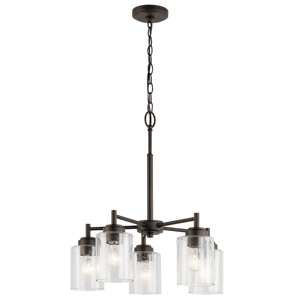 Kichler 44030OZ Winslow 19.75" 5 Light Chandelier with Clear Seeded Glass in Olde Bronze®