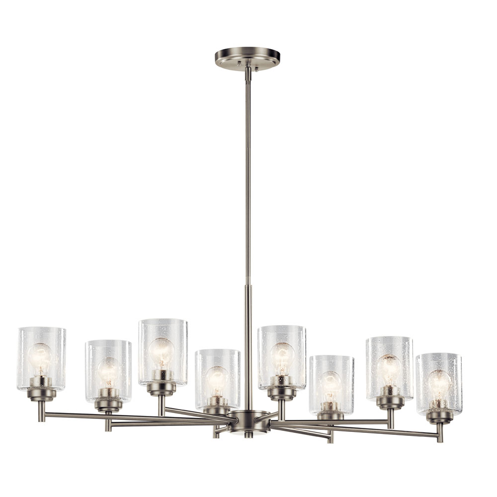 Kichler 44035NI Winslow 14.75" 8 Light Oval Chandelier with Clear Seeded Glass in Brushed Nickel