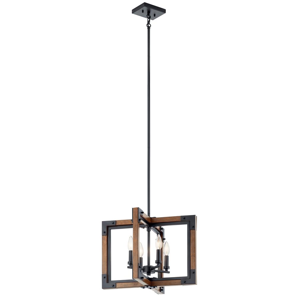 Kichler 44046AUB Marimount 14" 4 Light Convertible Chandelier/Semi Flush with Clear Glass in Auburn Stained™ in Auburn Stained™