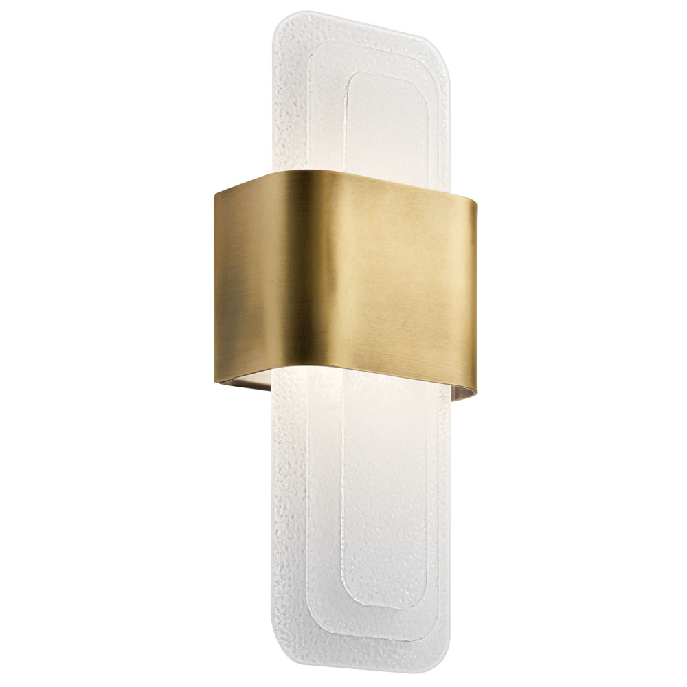 Kichler 44162NBRLED Serene 17" LED Wall Sconce with Textured White Vitro Mica Diffuser in Natural Brass in Natural Brass