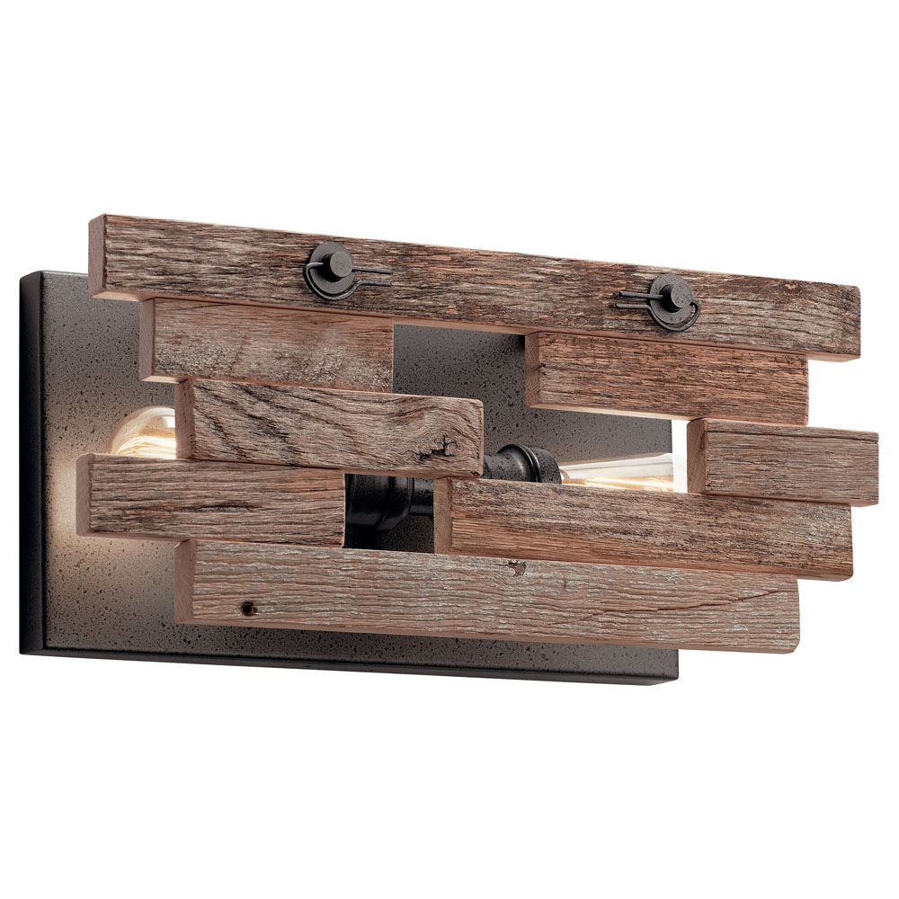 Kichler 44230AVI Cuyahoga Mill 2 Light Wall Sconce in Anvil Iron