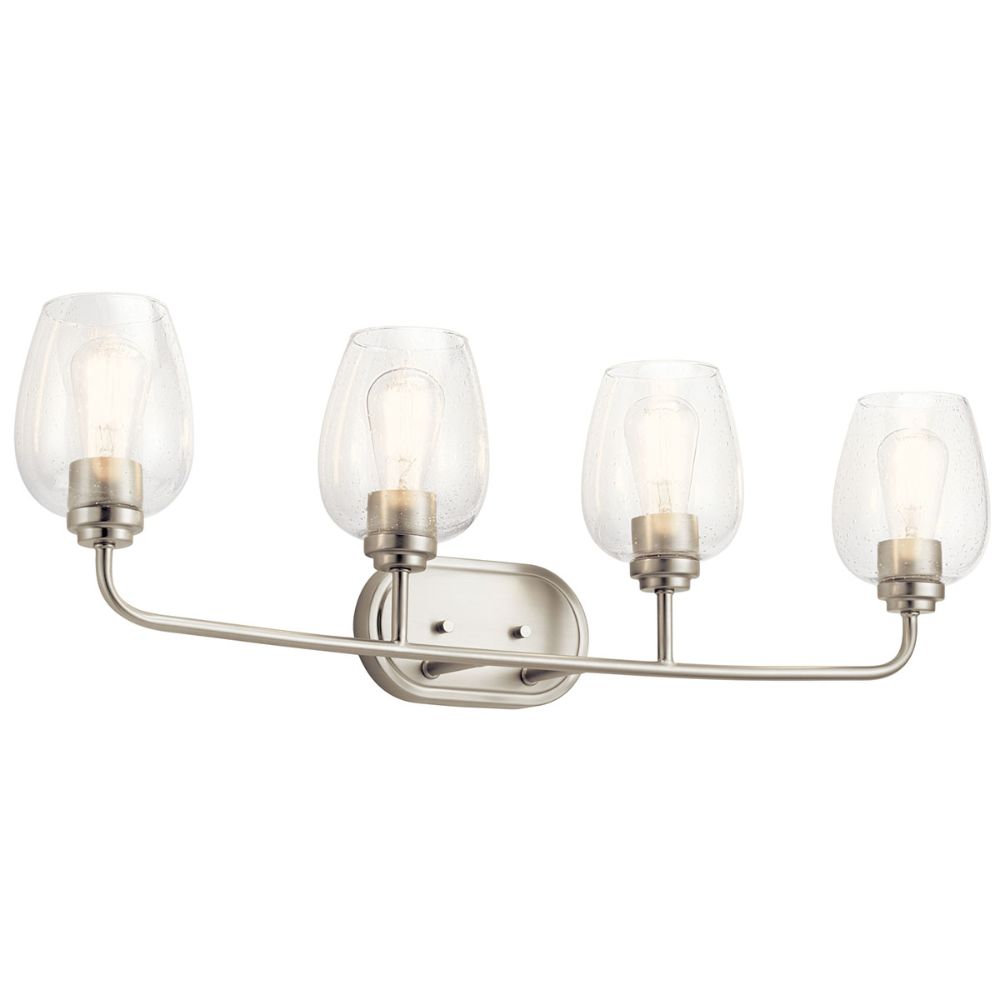 Kichler 45130NICS Valserrano 33.50 inch 4 Light Vanity Light with Clear Seeded Glass in Brushed Nickel