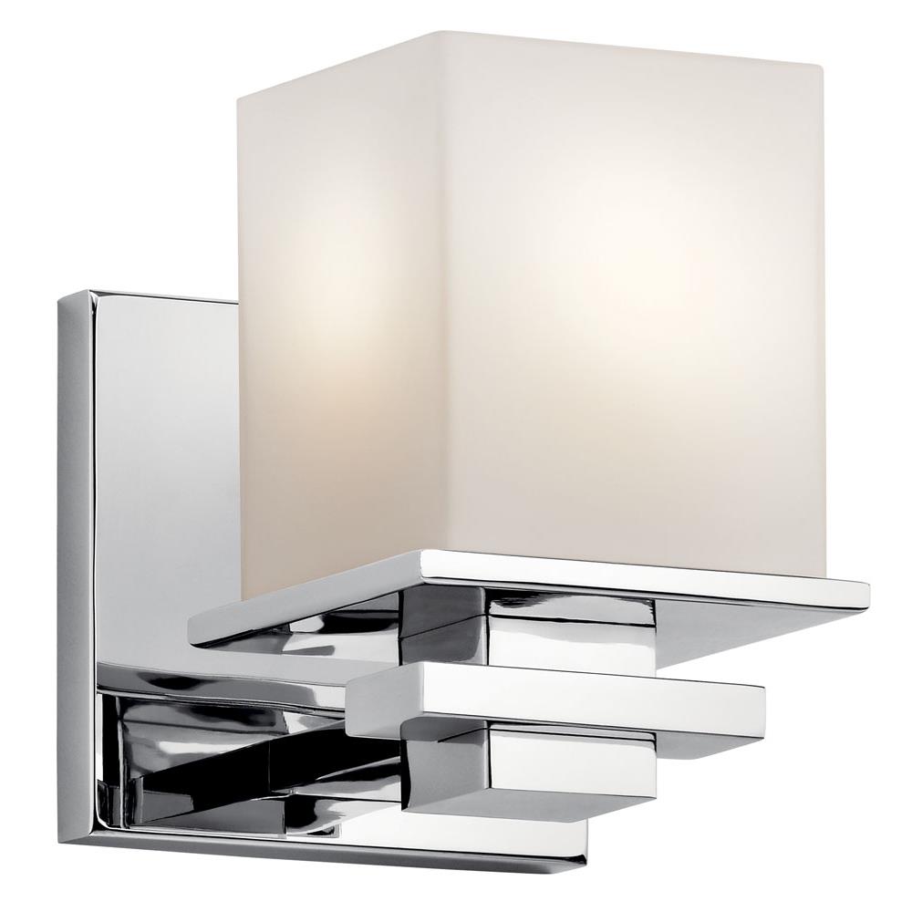 Kichler 45149CH Tully 6.5" 1 Light Wall Sconce with Satin Etched Cased Opal Glass Chrome in Chrome